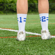 Team Number Woven Mid-Calf Socks - White/Royal Stripe