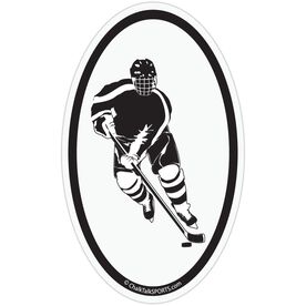 Hockey Player Oval Car Magnet (Black)
