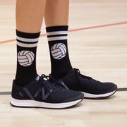 Volleyball Woven Mid-Calf Socks - Ball (Black/White)