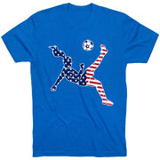 Soccer T-Shirt Short Sleeve - Girls Soccer Stars and Stripes Player [Royal/Youth Small] - SS