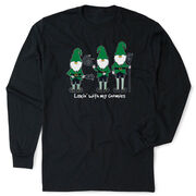 Guys Lacrosse Tshirt Long Sleeve - Laxin' With My Gnomies