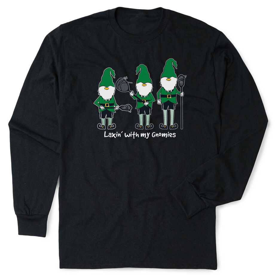 Guys Lacrosse Tshirt Long Sleeve - Laxin' With My Gnomies - Personalization Image