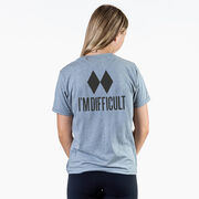 Skiing Short Sleeve T-Shirt - I'm Difficult (Back Design)