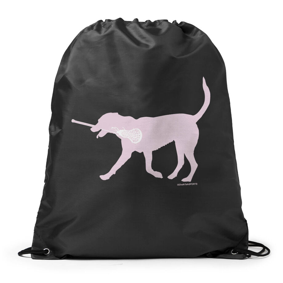 Girls Lacrosse Drawstring Backpack LuLa the Lax Dog(Pink)