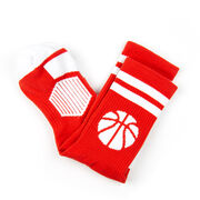 Basketball Woven Mid-Calf Socks - Ball (Red/White)