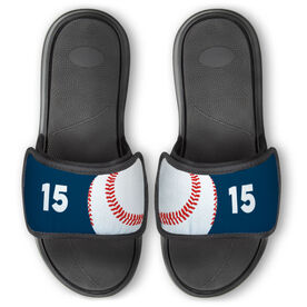 Baseball Repwell&reg; Slide Sandals - Ball and Number Reflected