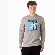 Guys Lacrosse Tshirt Long Sleeve - Survival of the Fittest
