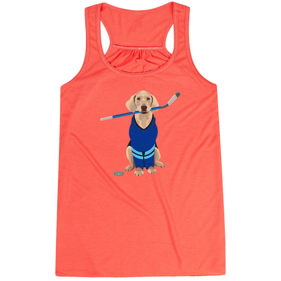 Hockey Flowy Racerback Tank Top - Puck The Hockey Dog