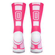 Team Number Woven Mid-Calf Socks - Pink