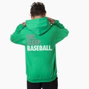 Baseball Hooded Sweatshirt - Eat. Sleep. Baseball Bold Text (Back Design)