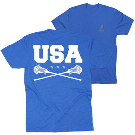 Guys Lacrosse Short Sleeve T-Shirt - USA (Back Design)