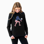 Volleyball Long Sleeve Performance Tee - Volleyball Stars and Stripes Player