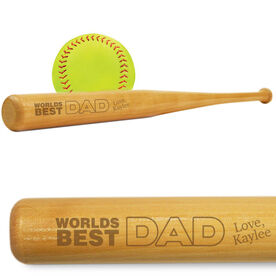 Softball Mini Engraved Bat Worlds Best Dad