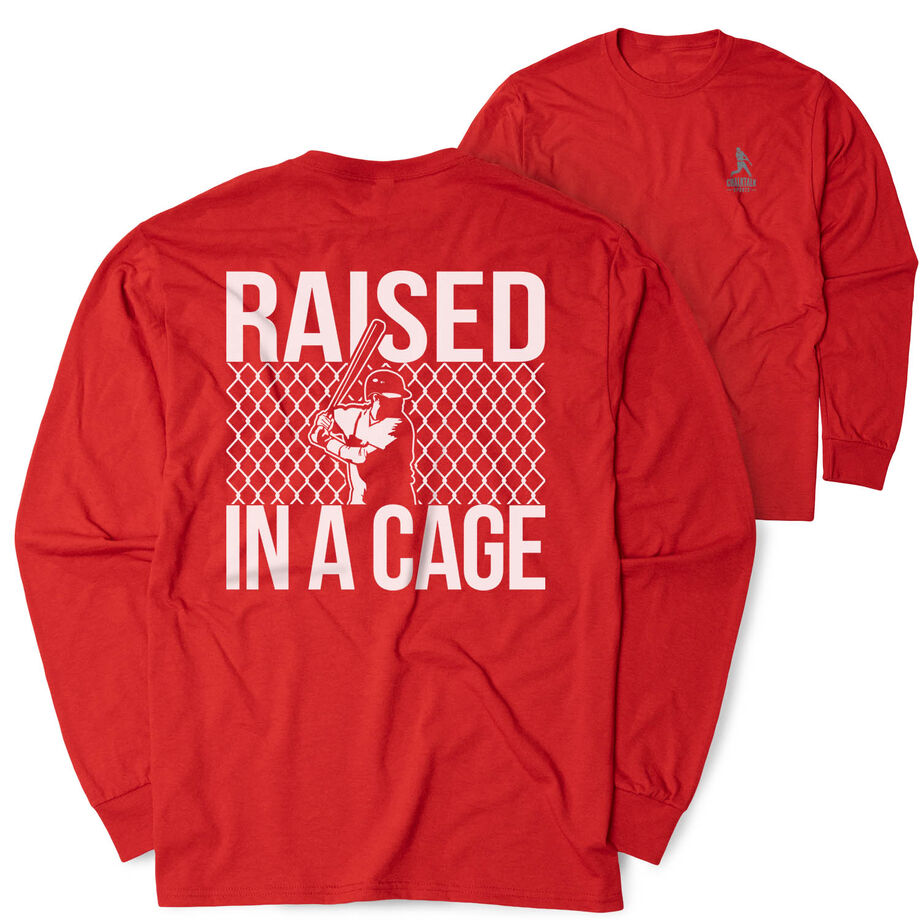 Baseball Tshirt Long Sleeve - Raised in a Cage (Back Design)
