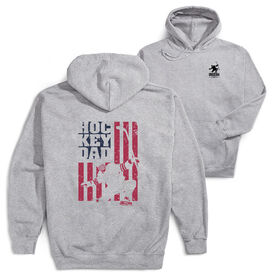 Hockey Hooded Sweatshirt - Hockey Dad American Flag (Back Design)