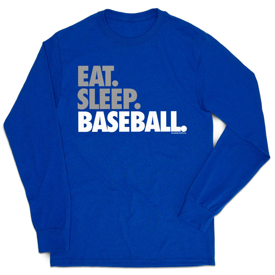 Baseball Tshirt Long Sleeve - Eat. Sleep. Baseball Bold Text  - Personalization Image