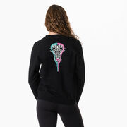 Girls Lacrosse Crewneck Sweatshirt - Lacrosse Stick Heart (Back Design)