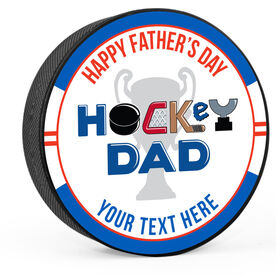 Personalized Happy Father's Day Hockey Dad Puck