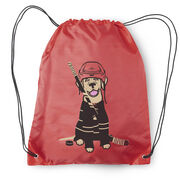 Hockey Drawstring Backpack - Hunter the Hockey Dog