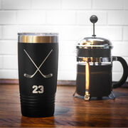 Hockey 20 oz. Double Insulated Tumbler - Personalized Crossed Sticks