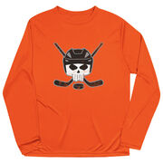 Hockey Long Sleeve Performance Tee - Hockey Helmet Skull