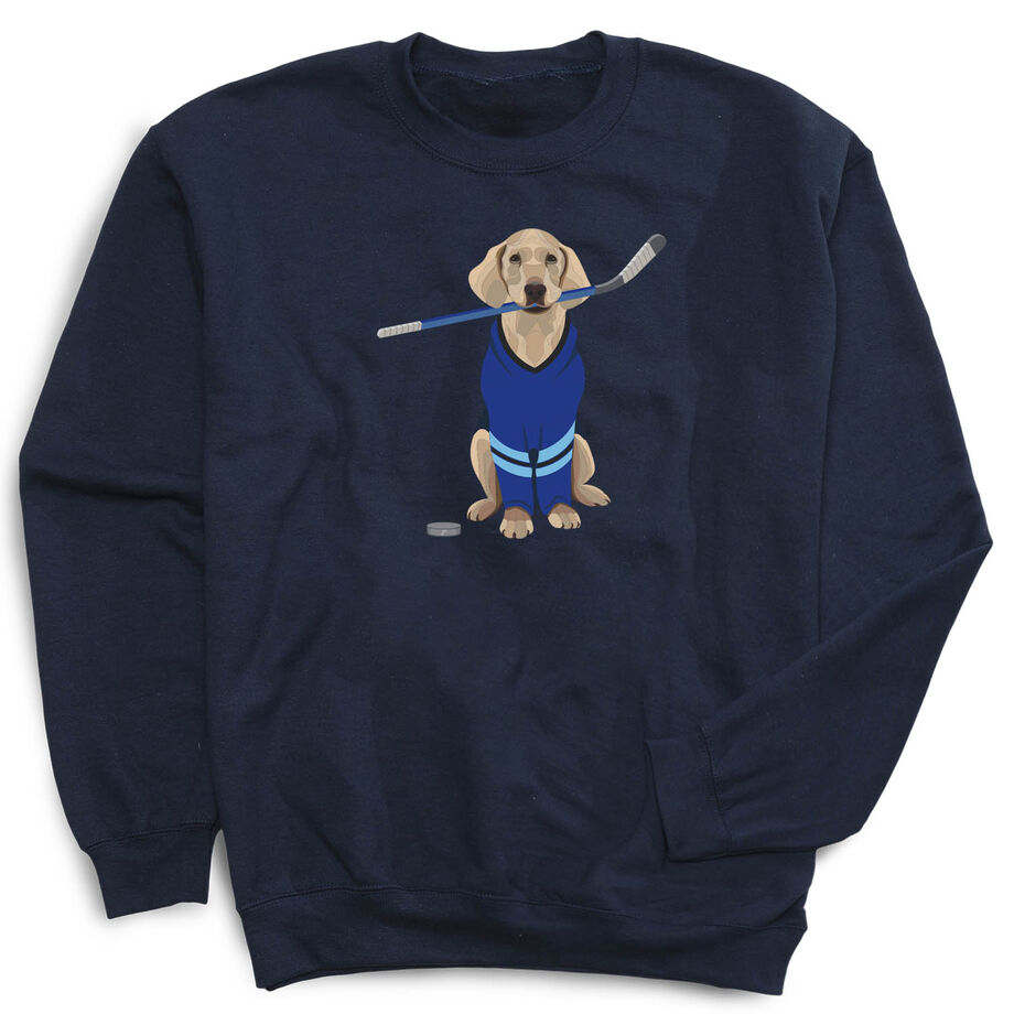 Hockey Crewneck Sweatshirt - Puck The Hockey Dog