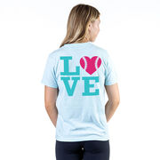Softball Short Sleeve T-Shirt - Love (Back Design)