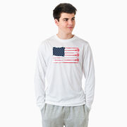 Guys Lacrosse Long Sleeve Performance Tee - American Flag