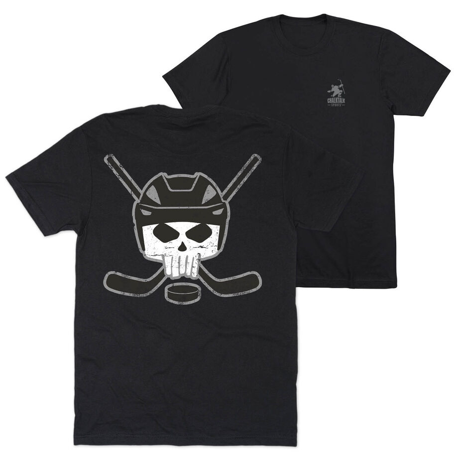Hockey Short Sleeve Tee - Hockey Helmet Skull (Back Design)