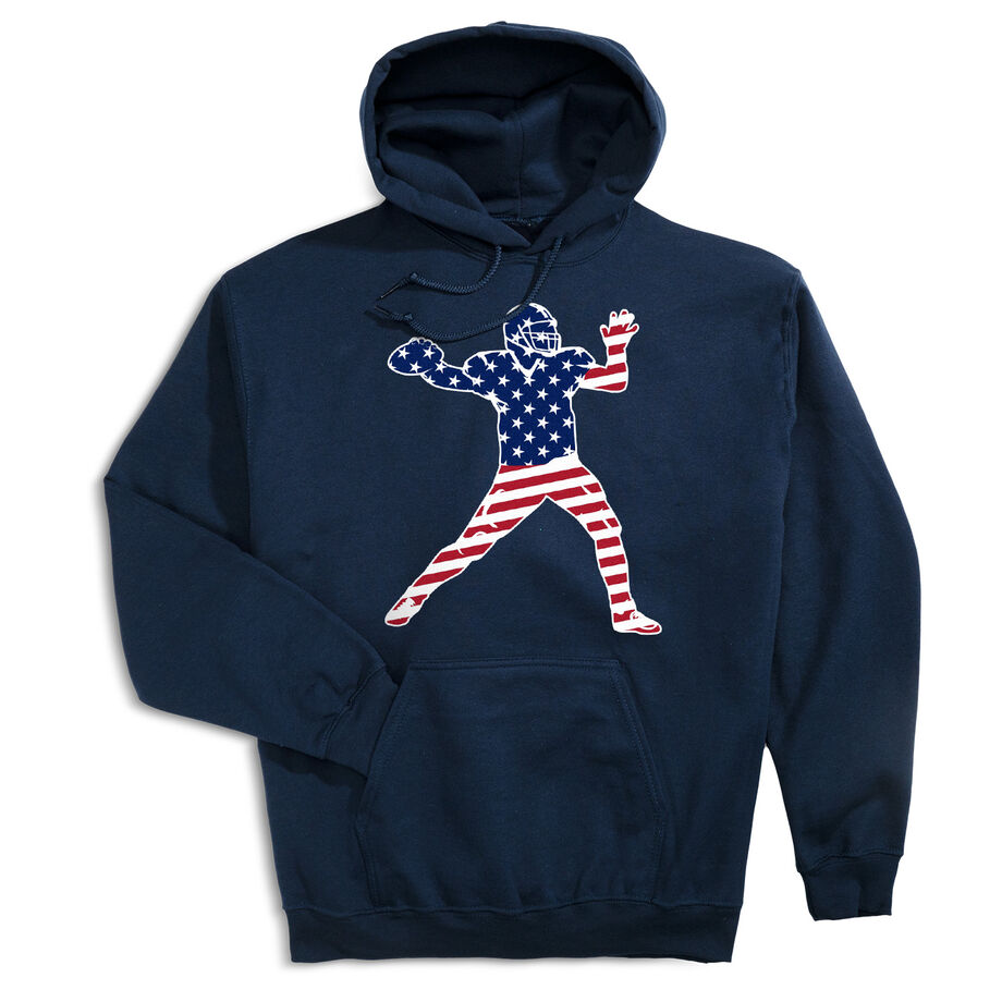 Football Hooded Sweatshirt - Football Stars and Stripes Player - Personalization Image