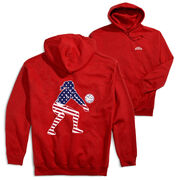 Volleyball Hooded Sweatshirt - Volleyball Stars and Stripes Player (Back Design)