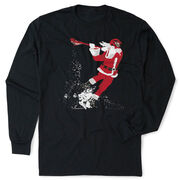 Guys Lacrosse Tshirt Long Sleeve - Santa Laxer