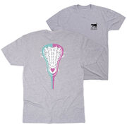 Girls Lacrosse Short Sleeve T-Shirt - Lacrosse Stick Heart (Back Design)