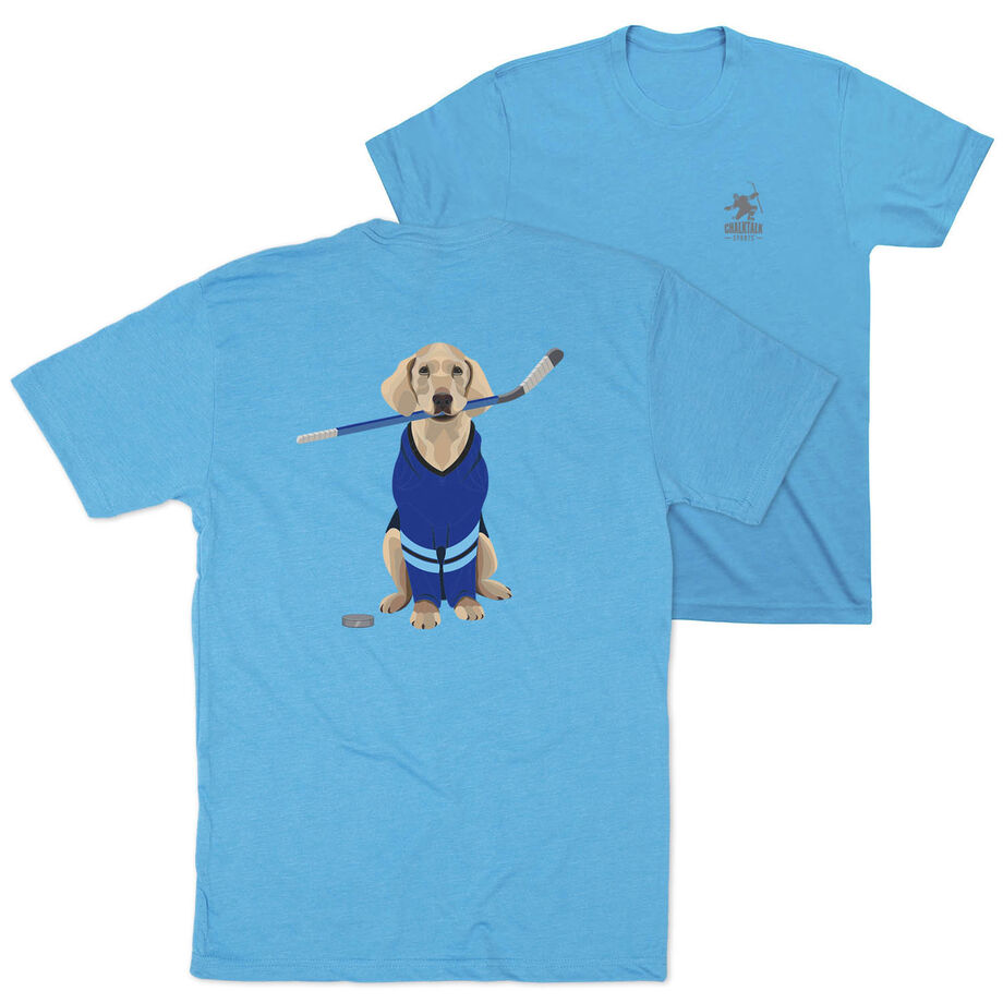Hockey Short Sleeve T-Shirt - Puck The Hockey Dog (Back Design)