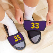 Softball Repwell&reg; Slide Sandals - Softball Number Stitches