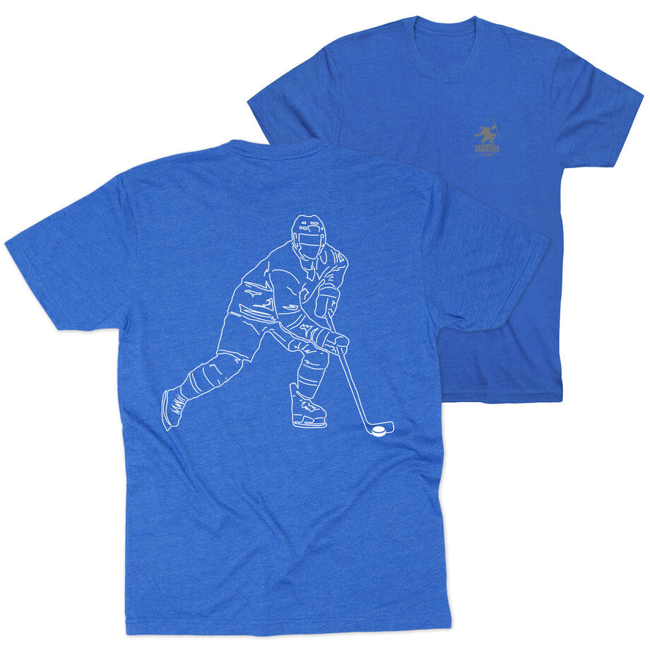 Hockey Short Sleeve T-Shirt - Hockey Player Sketch (Back Design)