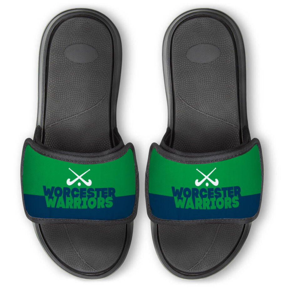 Field Hockey Repwell&reg; Slide Sandals - Team Name Colorblock - Personalization Image