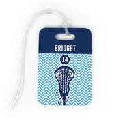 Girls Lacrosse Bag/Luggage Tag - Chevron Name and Number