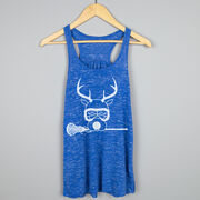Girls Lacrosse Flowy Racerback Tank Top - Lax Girl Reindeer