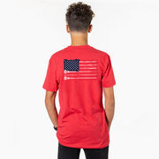 Guys Lacrosse Short Sleeve T-Shirt - American Flag (Back Design)