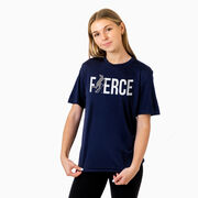 Field Hockey Short Sleeve Performance Tee - Fierce Field Hockey Girl with Silver Glitter