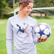 Soccer Tshirt Long Sleeve - Girls Soccer Stars and Stripes Player