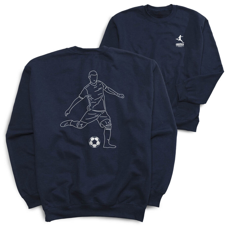Soccer Crewneck Sweatshirt - Soccer Guy Player Sketch (Back Design)
