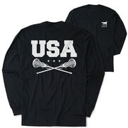 Girls Lacrosse Tshirt Long Sleeve - USA Girls Lacrosse (Back Design)