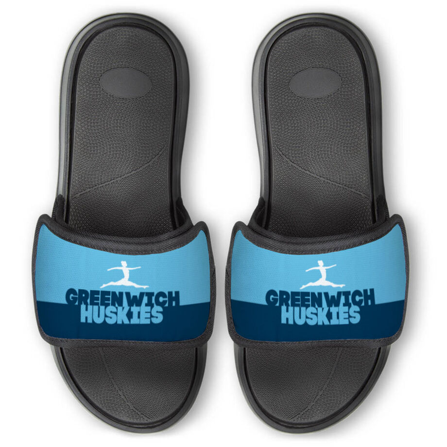 Gymnastics Repwell&reg; Slide Sandals - Team Name Colorblock - Personalization Image
