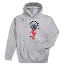 Girls Lacrosse Hooded Sweatshirt - Patriotic Lax Girl