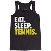 Tennis Flowy Racerback Tank Top - Eat Sleep Tennis (Bold) [Adult Small/Black] - SS