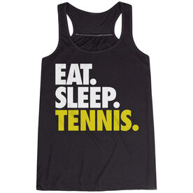 Tennis Flowy Racerback Tank Top - Eat Sleep Tennis (Bold) [Adult Small/Black] - SS