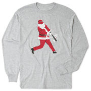 Baseball Tshirt Long Sleeve - Home Run Santa