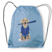 Baseball Drawstring Backpack - Dinger the Baseball Dog